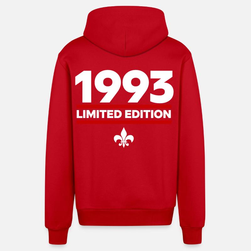 1993 Édition limitée - Veste à capuche bio décontractée fabriquée en UE - rouge