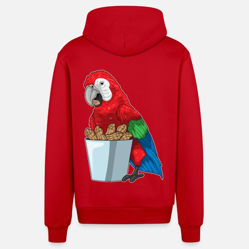 Cacahuètes perroquets - Veste à capuche bio décontractée fabriquée en UE - rouge