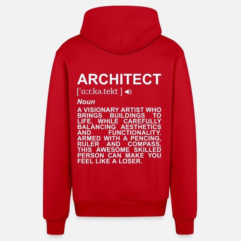 Définition de l’architecte - Veste à capuche bio décontractée fabriquée en UE - rouge