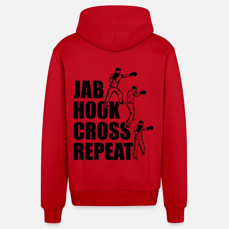 Techniques de boxe - Veste à capuche bio décontractée fabriquée en UE - rouge