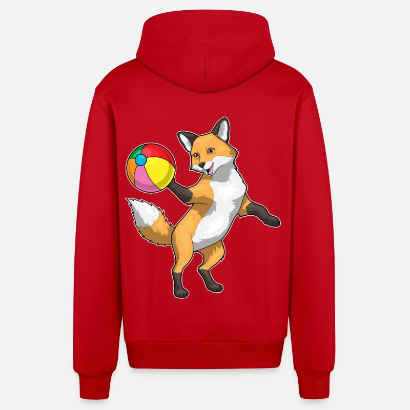 Ballon de plage Fox - Veste à capuche bio décontractée fabriquée en UE - rouge