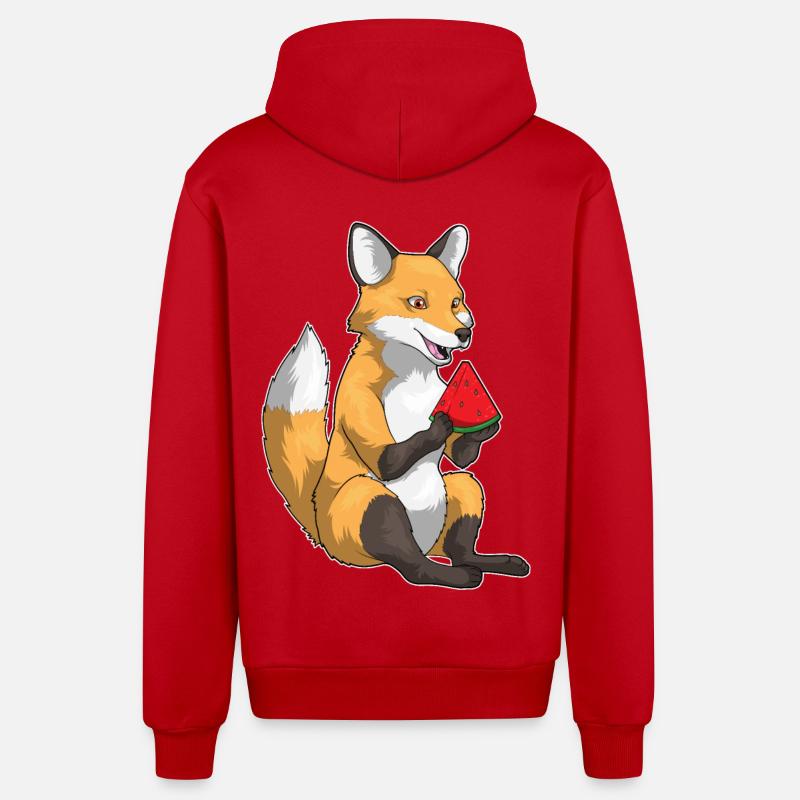 Fruit de la pastèque Fox - Veste à capuche bio décontractée fabriquée en UE - rouge