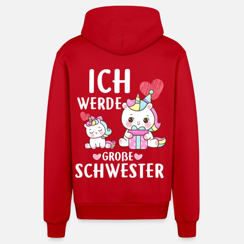 Ich Werde Eine Große Schwester - Organic Relaxed Kapuzenjacke Made in EU - Rot