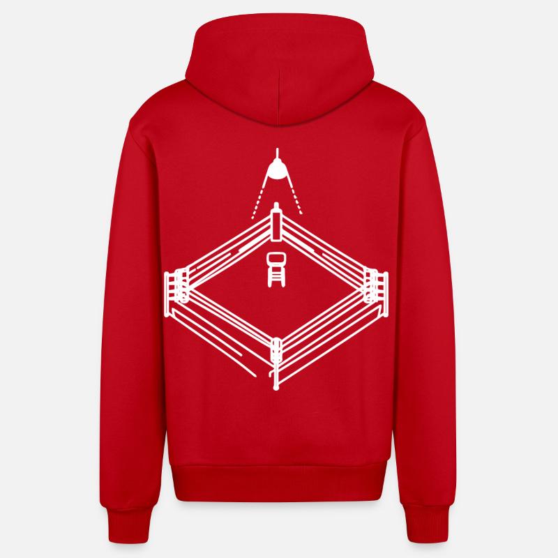 Dessin de ring de boxe - Veste à capuche bio décontractée fabriquée en UE - rouge