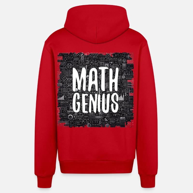 Math Genius Math Genius Math cadeau - Veste à capuche bio décontractée fabriquée en UE - rouge