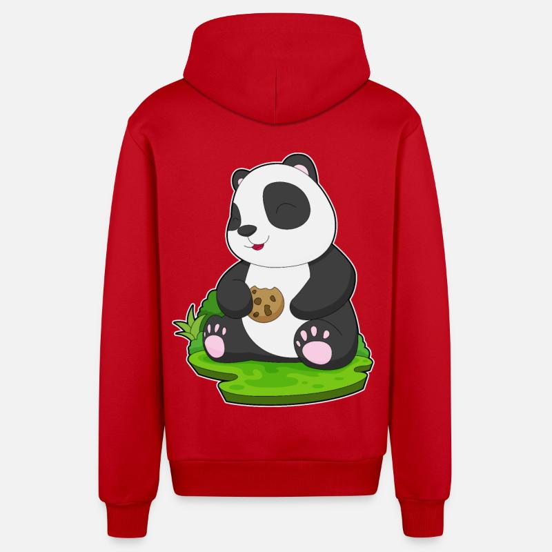 Biscuit Panda - Veste à capuche bio décontractée fabriquée en UE - rouge