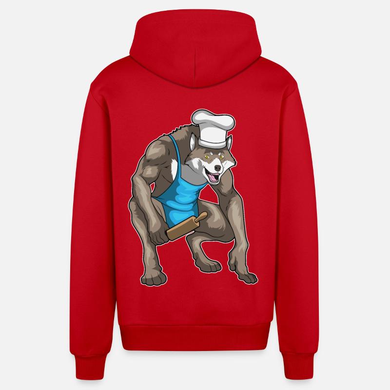 Loup-garou Halloween Baker - Veste à capuche bio décontractée fabriquée en UE - rouge