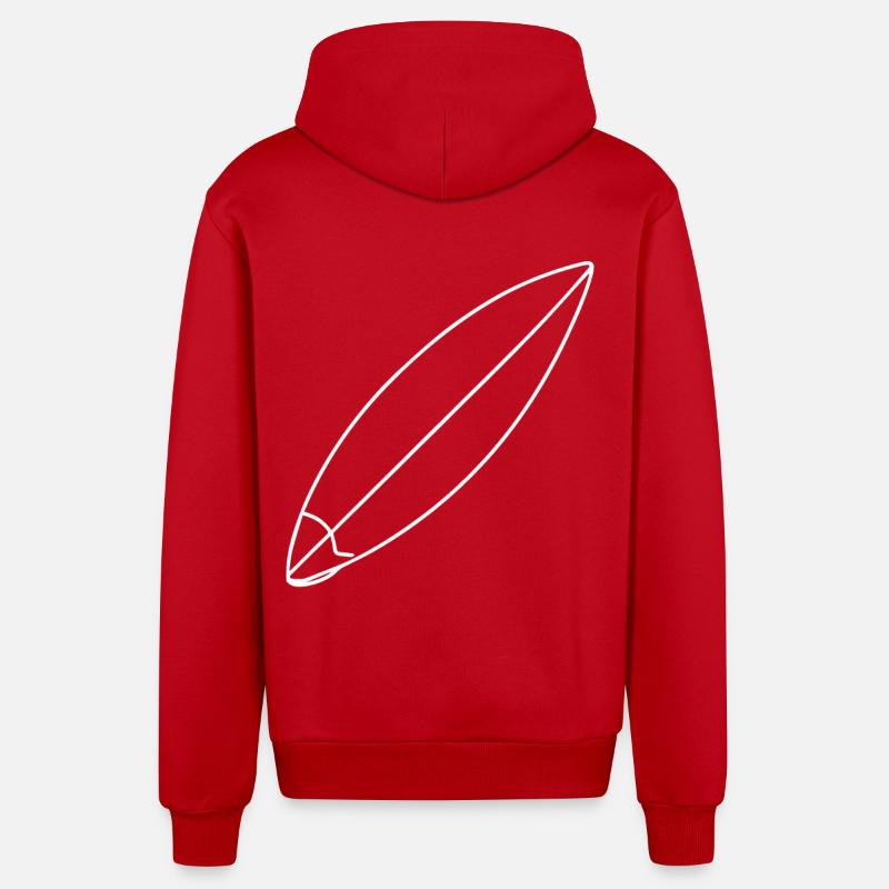Dessin de planche de surf - Veste à capuche bio décontractée fabriquée en UE - rouge
