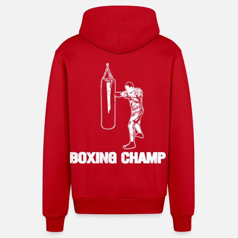 Champion de boxe - Veste à capuche bio décontractée fabriquée en UE - rouge