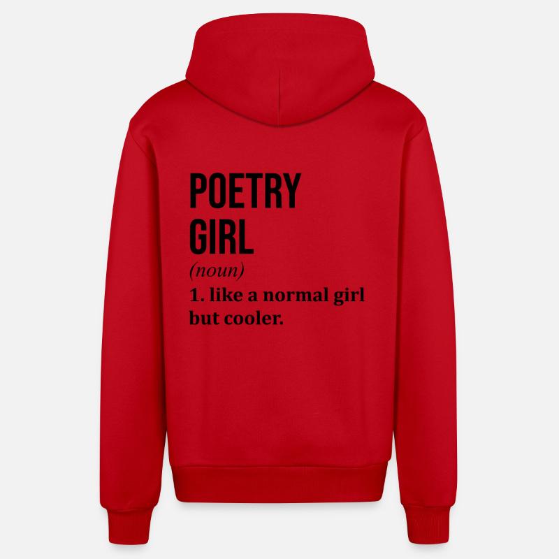 Poetry - Organic Relaxed Hooded Jacket Made in EU - red