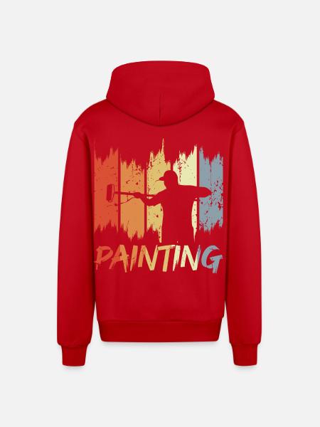 Retro Maler - Organic Relaxed Kapuzenjacke Made in EU - Rot