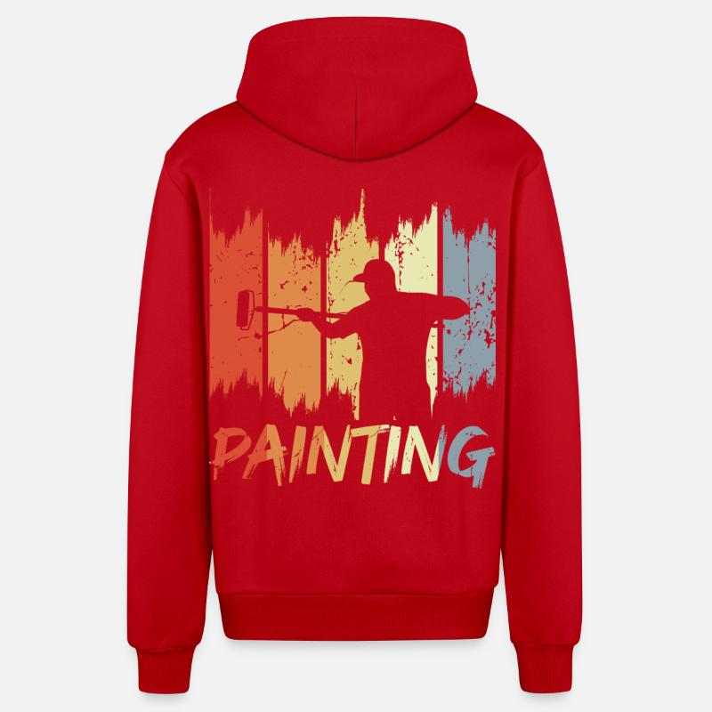 Retro Painter - Organic Relaxed Hooded Jacket Made in EU - red