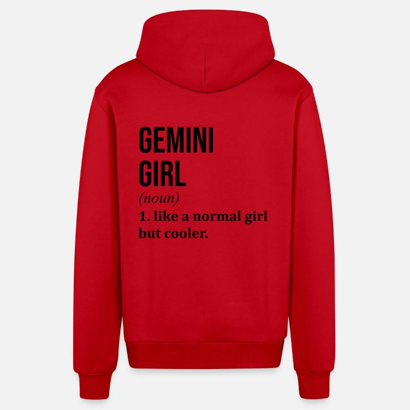 Gémeaux - Veste à capuche bio décontractée fabriquée en UE - rouge