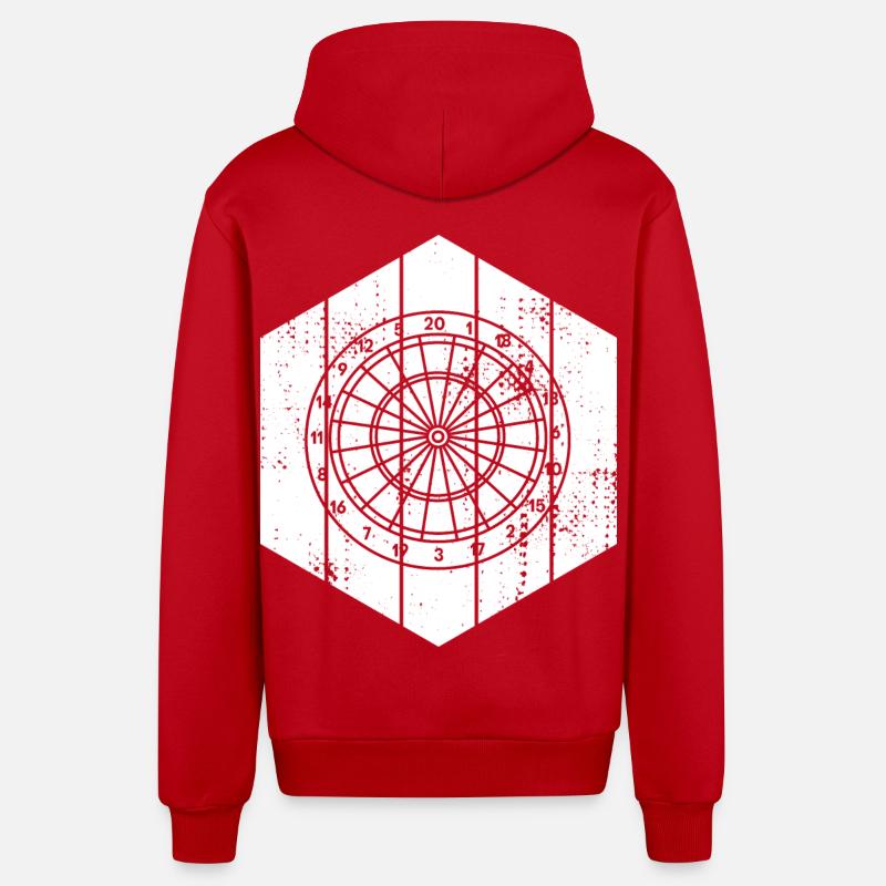 Dessin de jeu de fléchettes - Veste à capuche bio décontractée fabriquée en UE - rouge