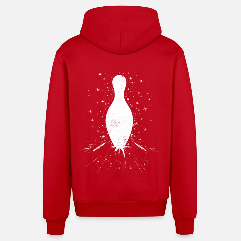 Dessin de quilles de bowling - Veste à capuche bio décontractée fabriquée en UE - rouge