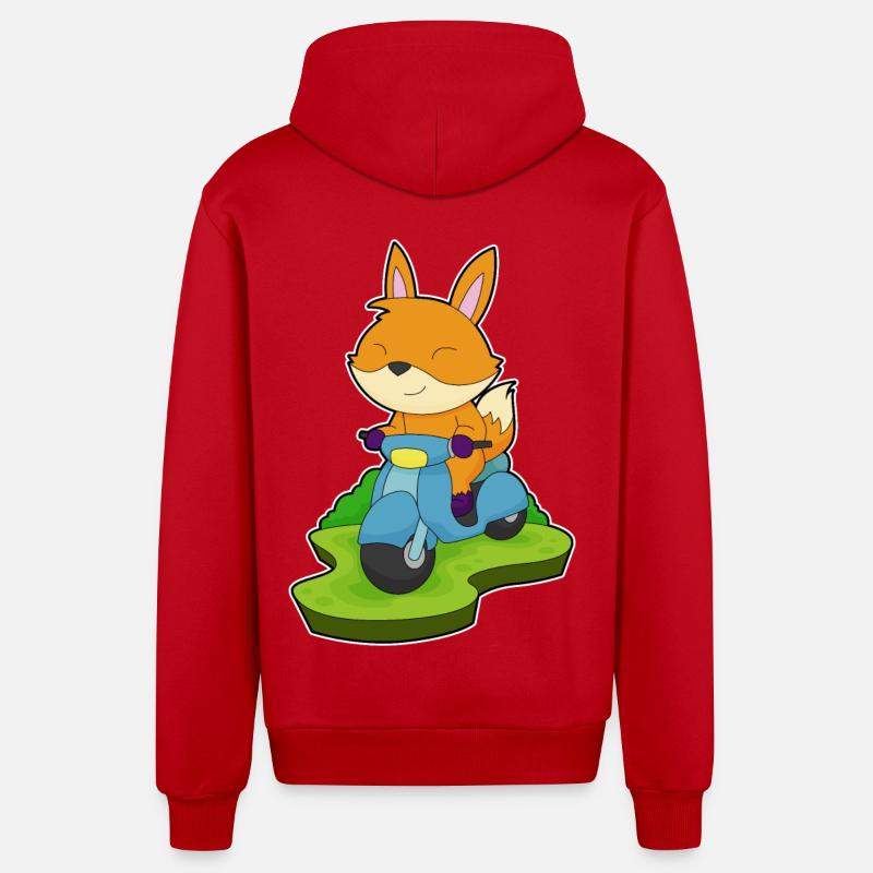 Moto Fox - Veste à capuche bio décontractée fabriquée en UE - rouge