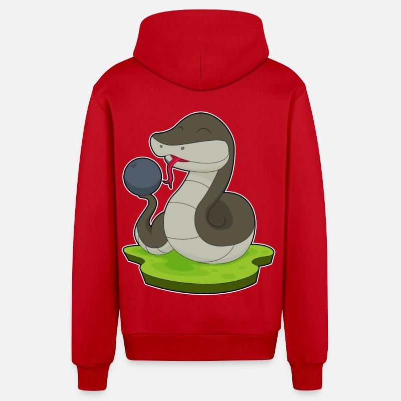 Snake Bowling Boule de bowling - Veste à capuche bio décontractée fabriquée en UE - rouge