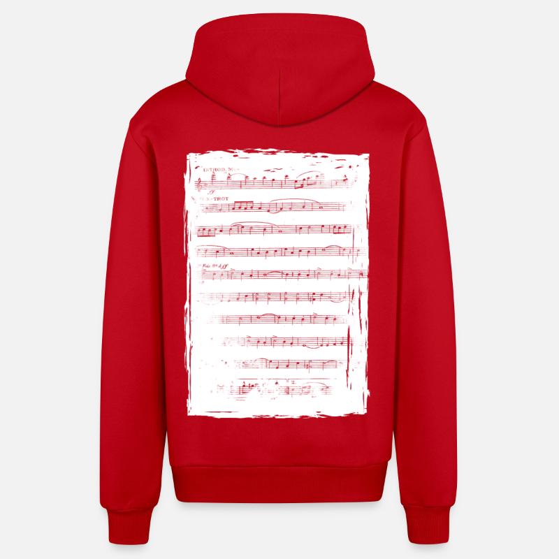 Partition de musique - Veste à capuche bio décontractée fabriquée en UE - rouge