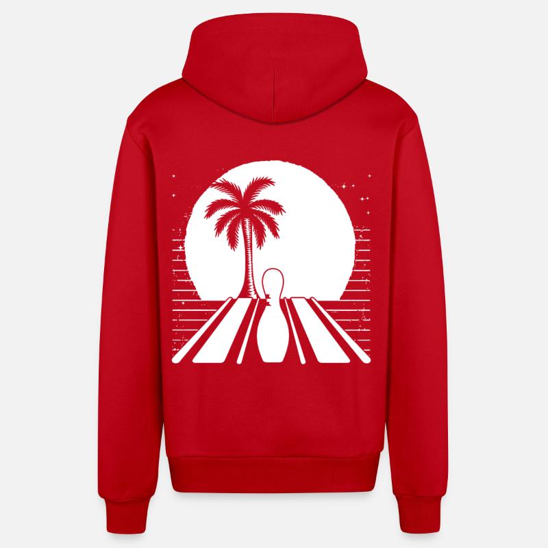 Graphismes de bowling - Veste à capuche bio décontractée fabriquée en UE - rouge