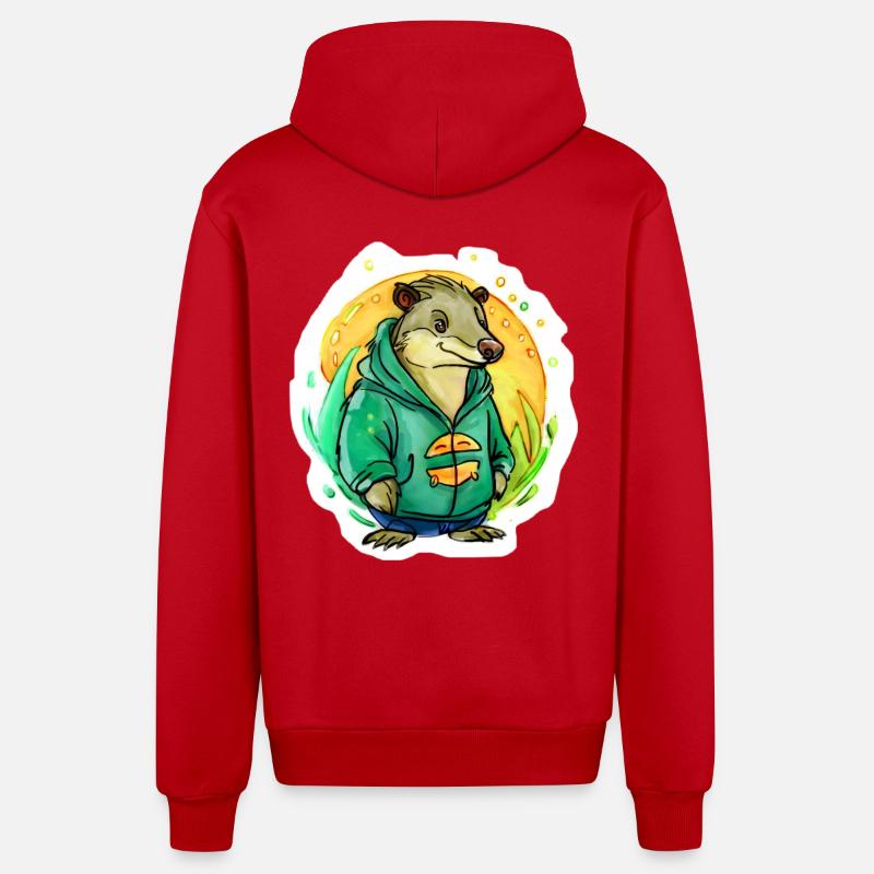 Petit rat d’eau - Veste à capuche bio décontractée fabriquée en UE - rouge