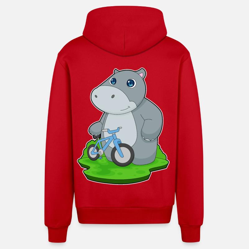 Hippopotame Bicyclette - Veste à capuche bio décontractée fabriquée en UE - rouge