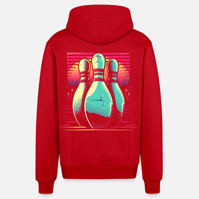 Bowling Synthwave - Veste à capuche bio décontractée fabriquée en UE - rouge