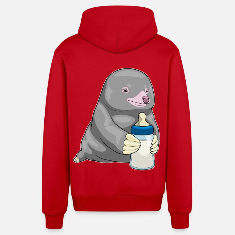 Mole Lait de biberon - Veste à capuche bio décontractée fabriquée en UE - rouge