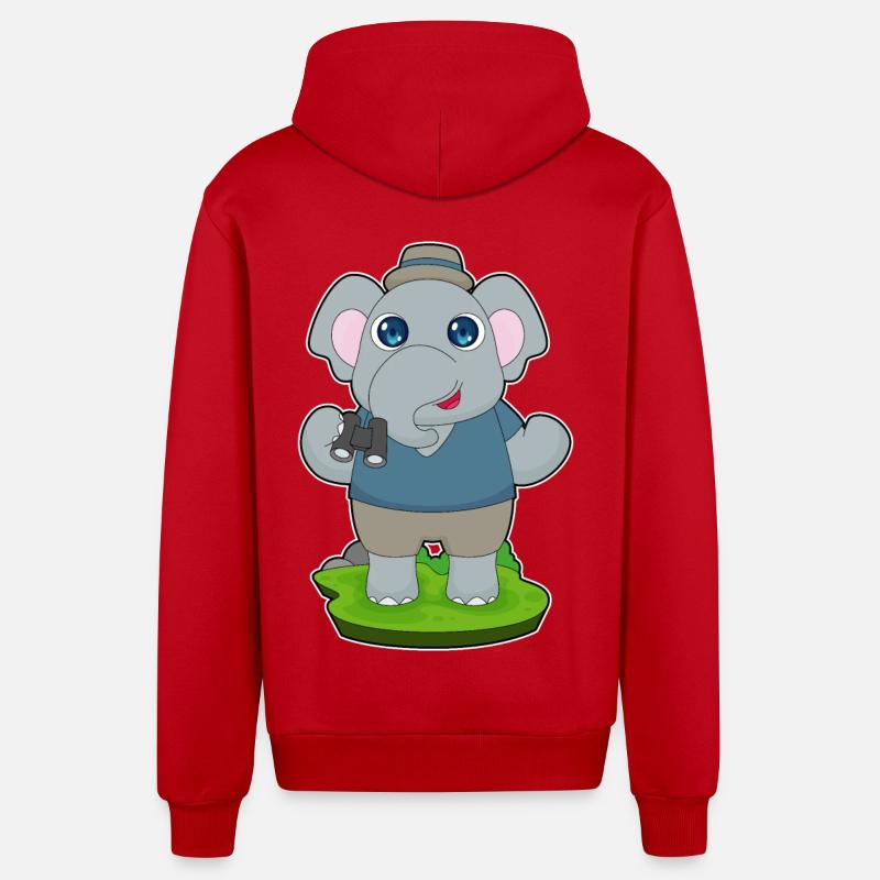 Jumelles éléphant - Veste à capuche bio décontractée fabriquée en UE - rouge