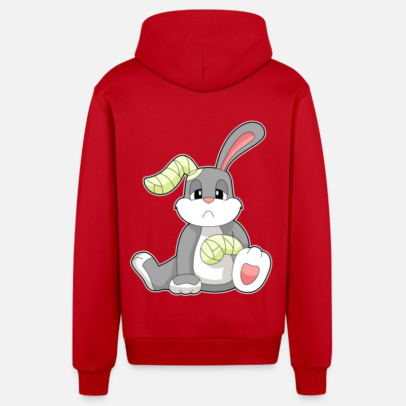 Rabbit Bandage - Organic Relaxed Hooded Jacket Made in EU - red