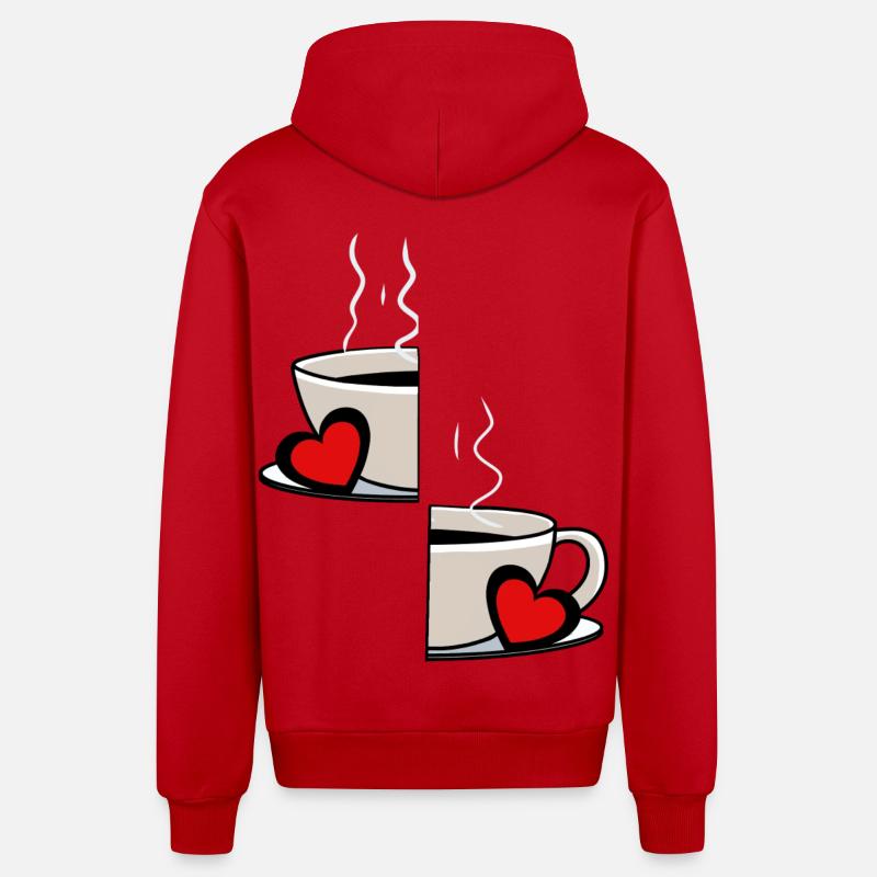 Valentin Coffee Partnership Coffee Cup Partner - Organic Relaxed Hooded Jacket Made in EU - red