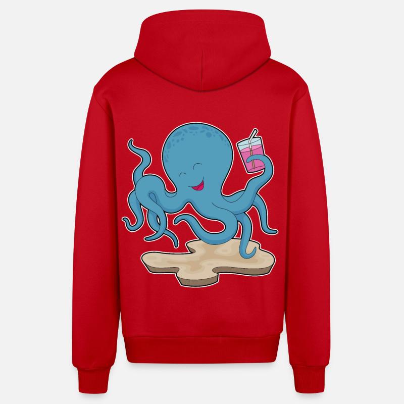 Krake Saft - Organic Relaxed Kapuzenjacke Made in EU - Rot