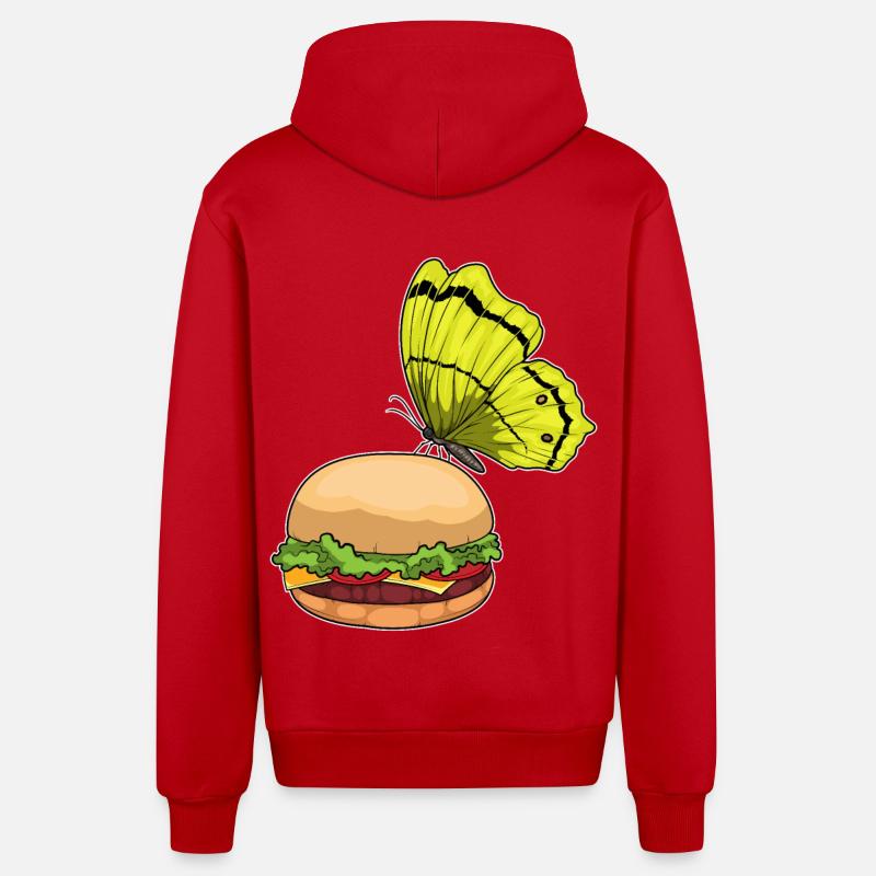 Burger papillon - Veste à capuche bio décontractée fabriquée en UE - rouge