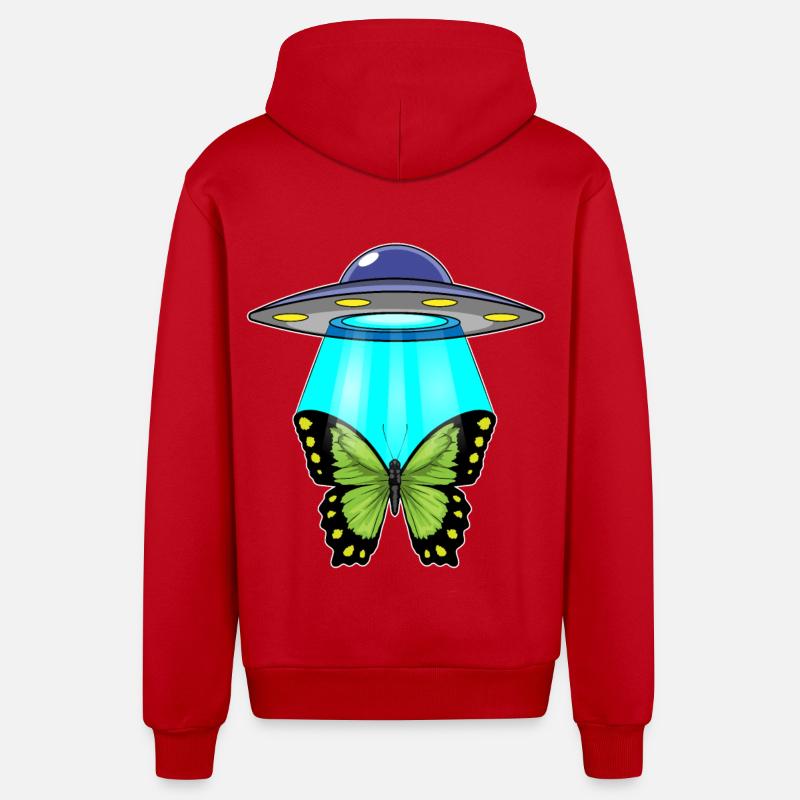 Papillon, Vaisseau Spatial, Espace - Veste à capuche bio décontractée fabriquée en UE - rouge