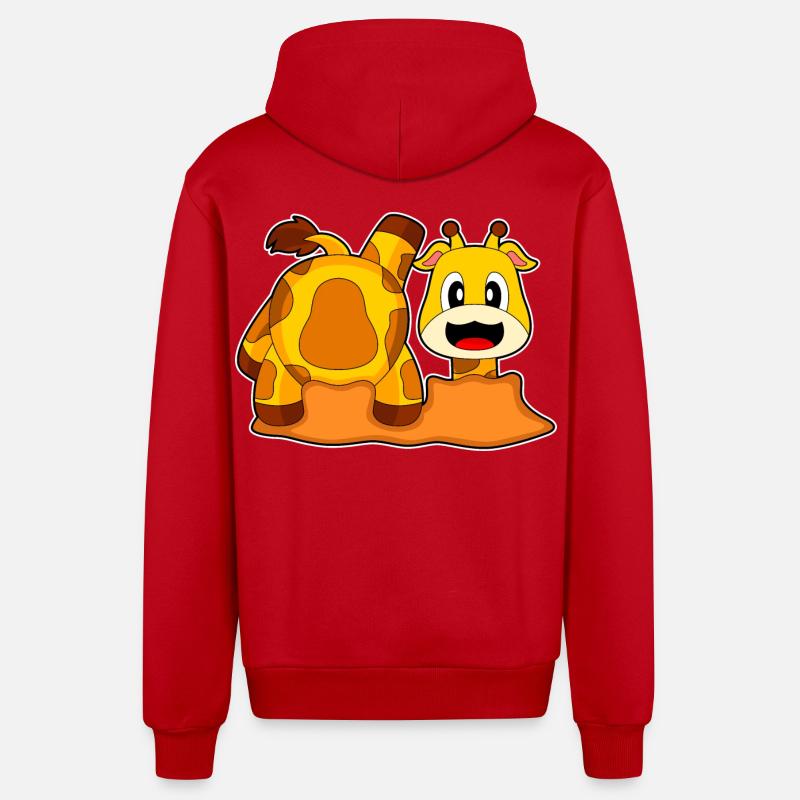 Girafe Trou de Terre - Veste à capuche bio décontractée fabriquée en UE - rouge