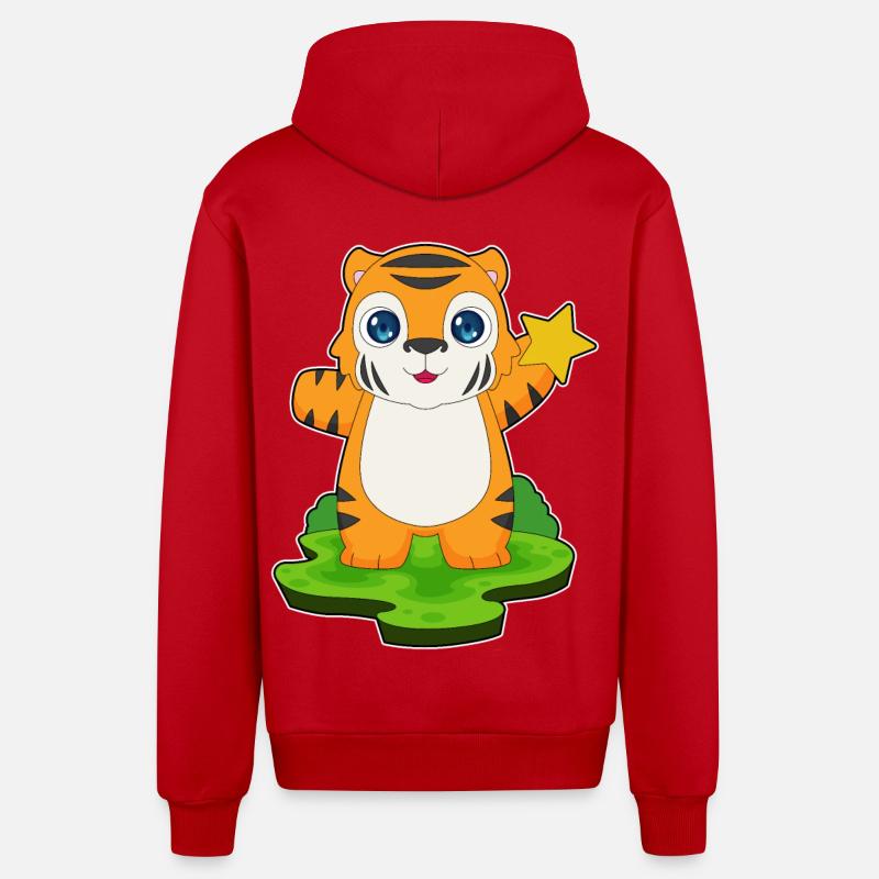 Étoile du Tigre - Veste à capuche bio décontractée fabriquée en UE - rouge