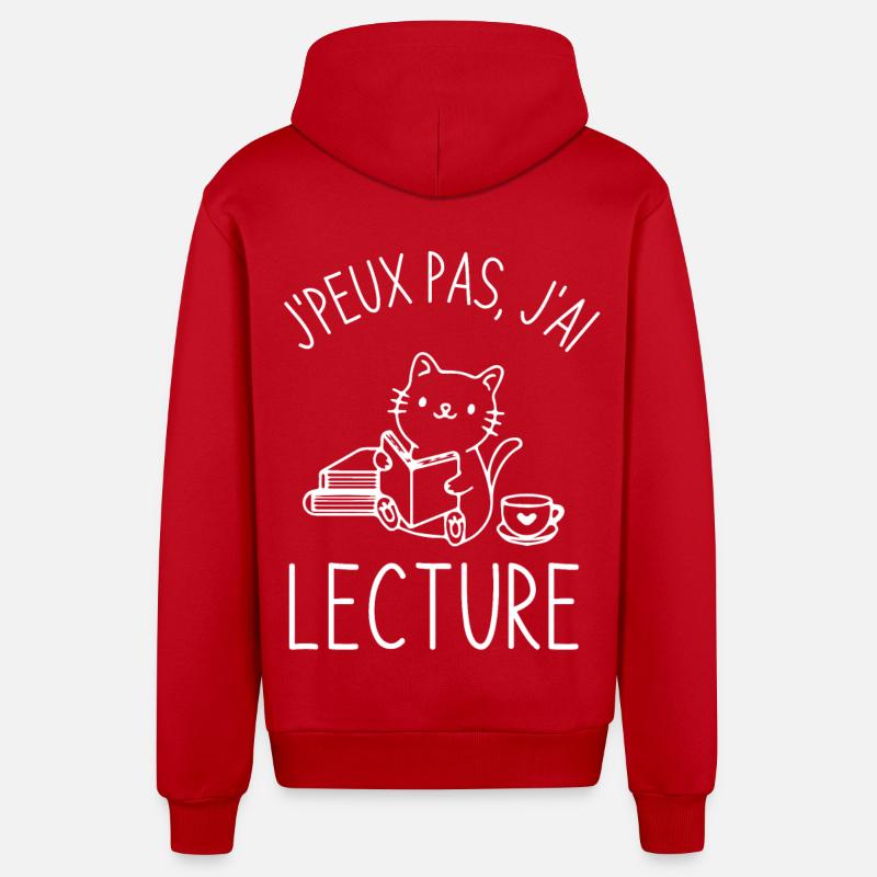 Lecture café chat mignon - Veste à capuche bio décontractée fabriquée en UE - rouge