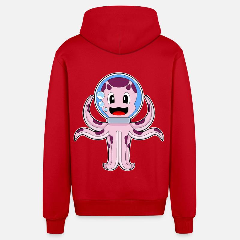 Aquarium de poulpe - Veste à capuche bio décontractée fabriquée en UE - rouge