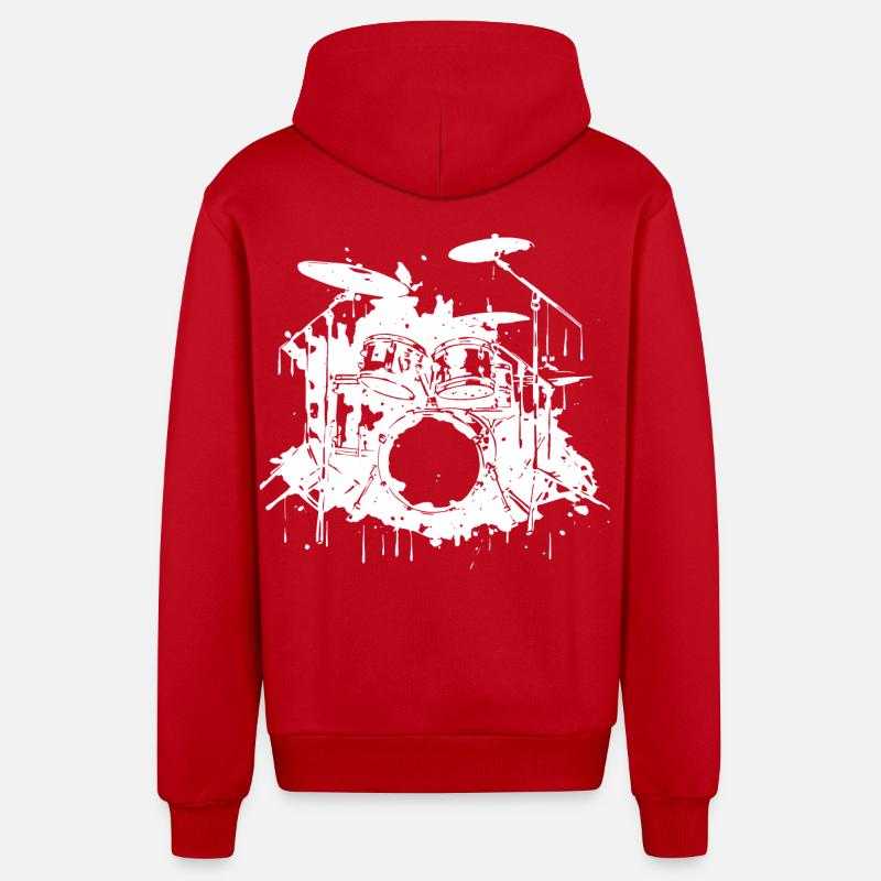 Graphiques de batterie - Veste à capuche bio décontractée fabriquée en UE - rouge
