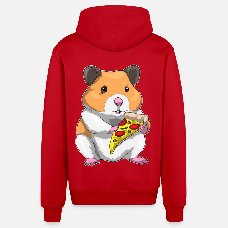 Hamster Pizza - Veste à capuche bio décontractée fabriquée en UE - rouge