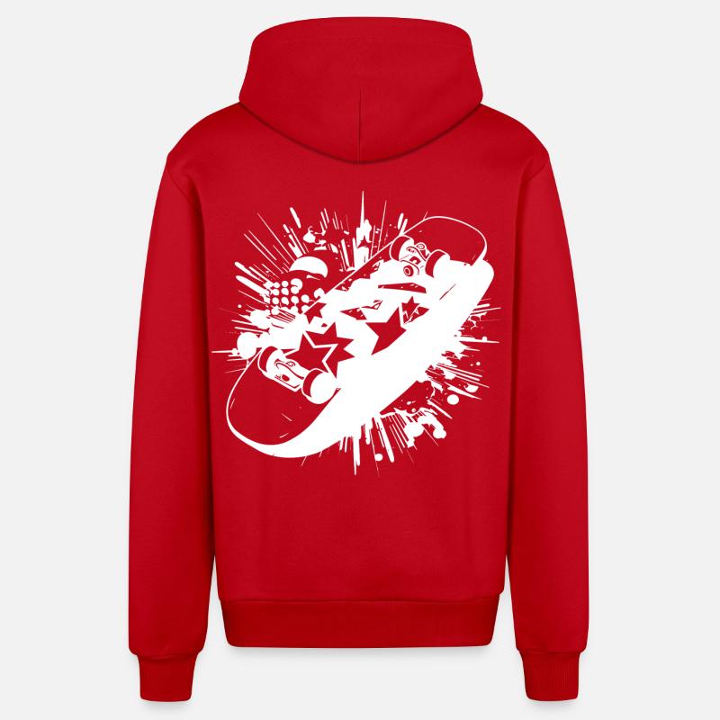 Skateboard Farbklecks - Organic Relaxed Kapuzenjacke Made in EU - Rot