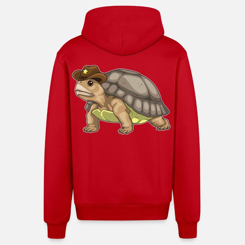 Turtle Sheriff Sheriff's Hat - Organic Relaxed Hooded Jacket Made in EU - red