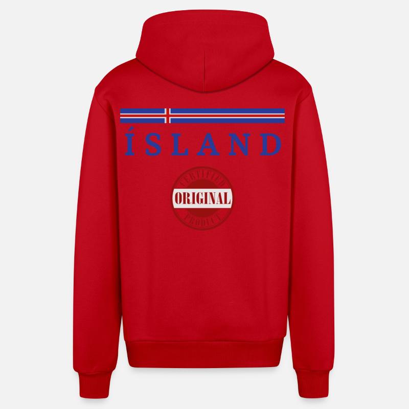 Drapeau de l’Islande, fierté islandaise - Veste à capuche bio décontractée fabriquée en UE - rouge