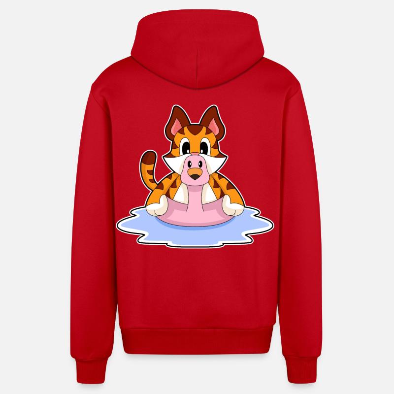 Flamant rose tigré - Veste à capuche bio décontractée fabriquée en UE - rouge