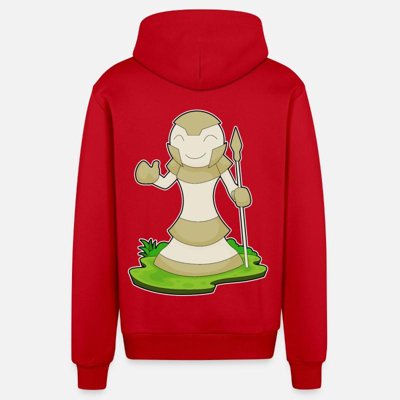 Schachfigur Bauer Schach - Organic Relaxed Kapuzenjacke Made in EU - Rot