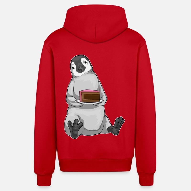 Gâteau pingouin - Veste à capuche bio décontractée fabriquée en UE - rouge