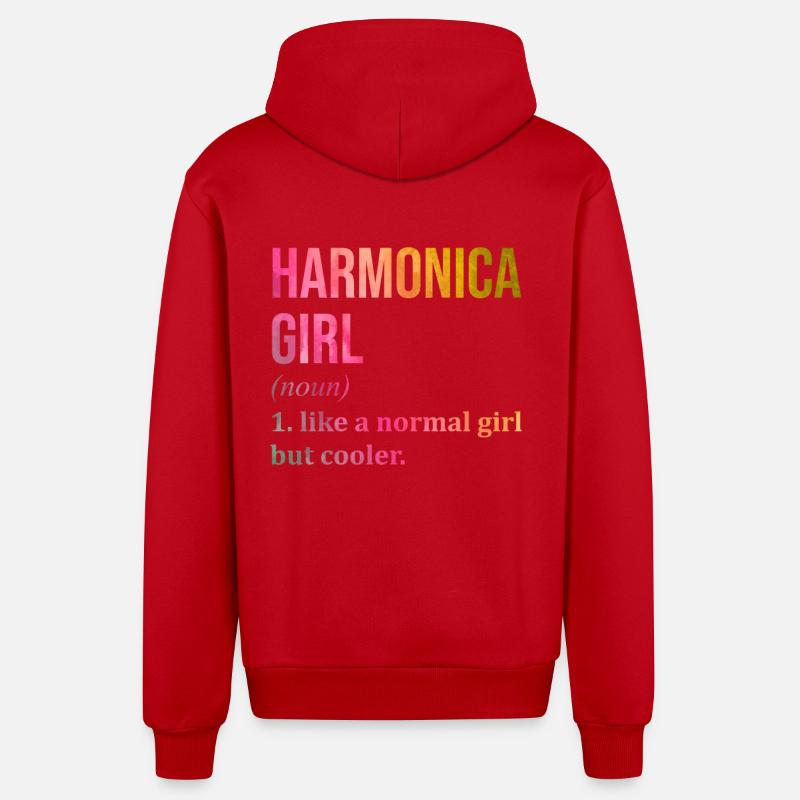 harmonica - Veste à capuche bio décontractée fabriquée en UE - rouge