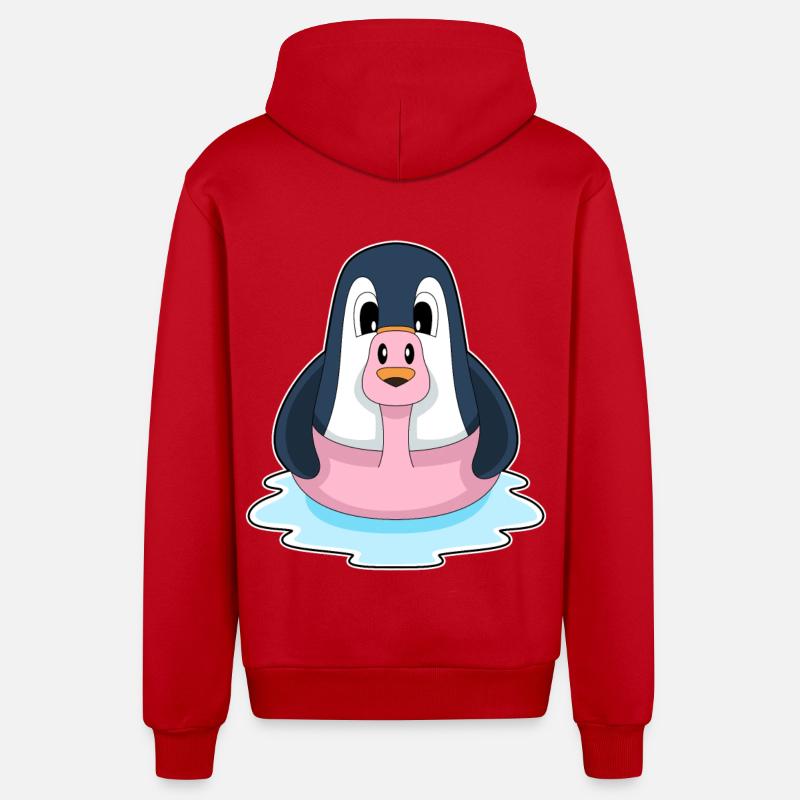 Flamant rose pingouin - Veste à capuche bio décontractée fabriquée en UE - rouge
