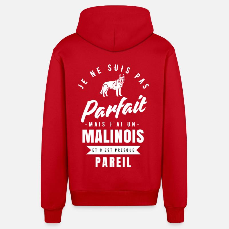 Berger belge malinois idée cadeau - Veste à capuche bio décontractée fabriquée en UE - rouge