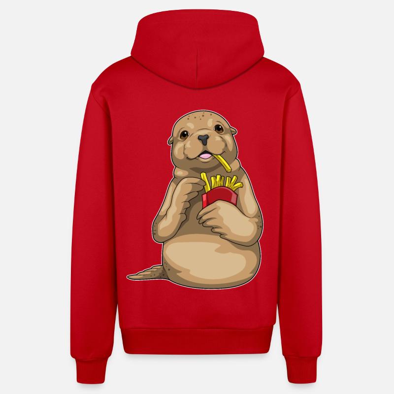 Frites de phoque - Veste à capuche bio décontractée fabriquée en UE - rouge