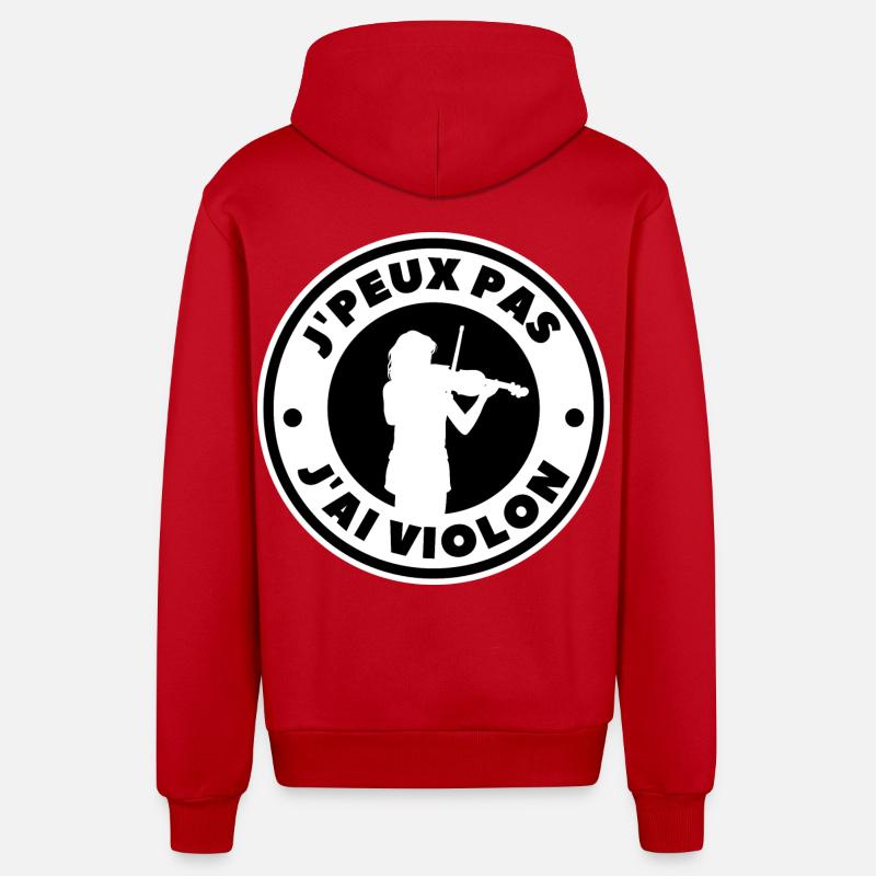 je peux pas j'ai violon - Veste à capuche bio décontractée fabriquée en UE - rouge
